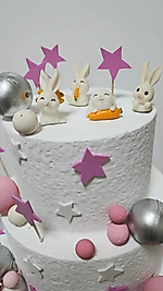 4'lü Tavşanlar Maket Kürdanlı Cupcake Pasta Süsü Doğum Günü Süsleri