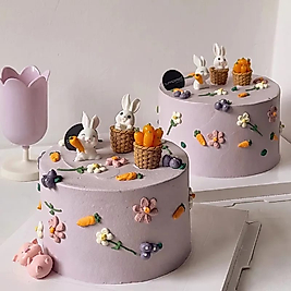 Tavşan Set 5 Parça Maket Kürdanlı Cupcake Pasta Süsü Doğum Günü Süsleri Kürdan Süsü