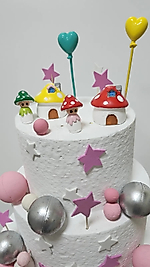 Mantar Set 6 Parça Maket Kürdanlı Cupcake Pasta Süsü Doğum Günü Süsleri