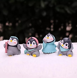 4'lü Penguen Karışık Gönderilir Teraryum Objeleri Teraryum Süsleri Saksı Süsleri Minyatür Obje