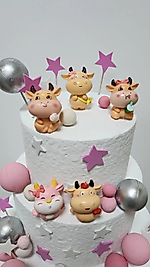 Sevimli Inekler 5 Parça Maket Kürdanlı Cupcake Pasta Süsü Doğum Günü Süsleri