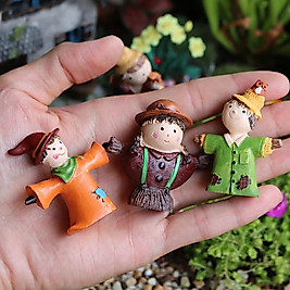 3 Parça Korkuluk Teraryum Obje Minyatür Obje Teraryum Aksesuar Saksı Süsü