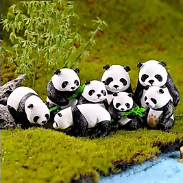 4'lü Panda Karışık Gönderilir Teraryum Obje Minyatür Obje Saksı Süsü
