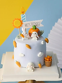 6 Parça Tavşan Set Maket Kürdanlı Cupcake Pasta Süsü Doğum Günü Süsleri Kürdan Süsü