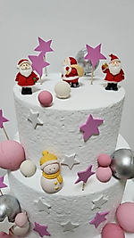 Noel Kış Temalı Maket Kürdanlı Cupcake Pasta Süsü 4 Parça Doğum Günü Süsleri Pasta Kürdanı