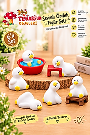 6'lı Sevimli Ördek Figür Seti Dekoratif Biblo Teraryum ve Diorama Objesi