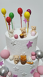 Ayıcık Ve Tavşan 15 Parça Maket Kürdanlı Cupcake Pasta Süsü Doğum Günü Süsleri Kürdan Süsü