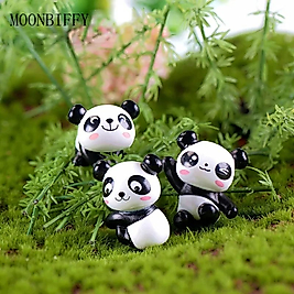 3'lü Panda Teraryum Obje Minyatür Obje Teraryum Aksesuar Teraryum Süsü