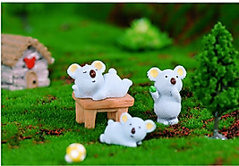 3'lü Koala ve Masa Teraryum Süsleri Teraryum Objeleri Malzemeleri Saksı Süsleri