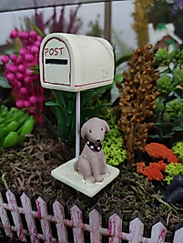 Köpekli Posta Kutusu Teraryum Obje Saksı Süsleri Minyatür Obje Teraryum Malzemesi