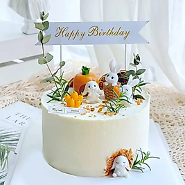 Tavşan Set 7 Parça Maket Kürdanlı Cupcake Pasta Süsü Doğum Günü Süsleri Kürdan Süsü