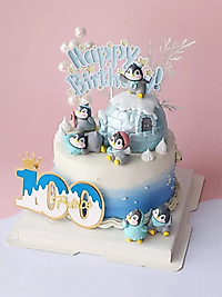 6'lı Penguen Maket Kürdanlı Cupcake Pasta Süsü Doğum Günü Süsleri Kürdan Süsü