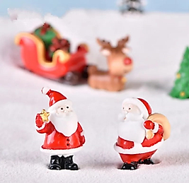2 Adet Noel Baba 5 Parça Teraryum Objeleri Teraryum Süsleri Saksı Süsleri Minyatür Obje