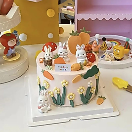 Tavşanlar 9 Parça Maket Kürdanlı Cupcake Pasta Süsü Doğum Günü Süsleri Pasta Kürdanı