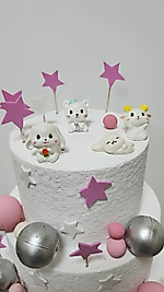 Hayvan Figürlü Maket Kürdanlı Cupcake Pasta Süsü 4 Parça Doğum Günü Süsleri