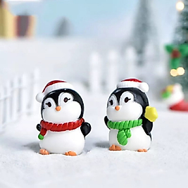2'li Penguen Saksı Süsü Teraryum Obje Teraryum Süsleri Minyatür Obje Teraryum Malzemeleri
