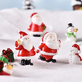 2 Adet Noel Baba 5 Parça Teraryum Objeleri Teraryum Süsleri Saksı Süsleri Minyatür Obje