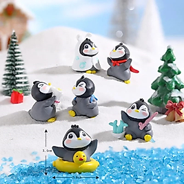 Karışık 4 Ad. Penguen Teraryum Saksı Süsleri Teraryum Objeleri Malzemeleri Minyatür