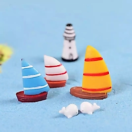 Himi Teraryum Objeleri 3'lü Yelkenli Tekne Teraryum Obje Minyatür Obje Teraryum Aksesuar Saksı Süsü
