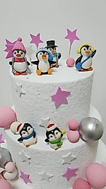 Penguenler 6 Parça Maket Kürdanlı Cupcake Pasta Süsü Doğum Günü Süsleri