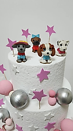 Sevimli Köpekler Maket Kürdanlı Cupcake Pasta Süsü 4 Parça Doğum Günü Süsleri