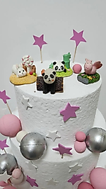 Safari Set Maket Kürdanlı Cupcake Pasta Süsü 4 Parça Doğum Günü Süsleri