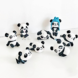 Panda Set 7 Parça Teraryum Obje Minyatür Obje Teraryum Aksesuar Teraryum Süsü