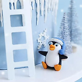 Şapkalı Penguen Teraryum Süsleri Teraryum Obje Minyatür Obje