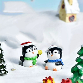 2'li Penguen Saksı Süsü Teraryum Obje Teraryum Süsleri Minyatür Obje Teraryum Malzemeleri