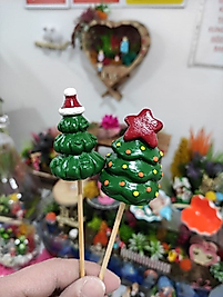 2'li Çam Ağacı Noel Yılbaşı Saksı Süsü Teraryum Obje Teraryum Malzemeleri