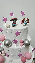 Sevimli Köpekler Maket Kürdanlı Cupcake Pasta Süsü 2 Parça Doğum Günü Süsleri