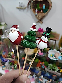 3'lü Noel Yılbaşı Kardan Adam Saksı Süsü Teraryum Obje Teraryum Malzemeleri