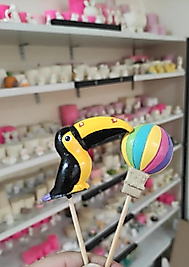 Tukan Kuşu ve Balon Teraryum Objeleri Teraryum Süsleri Saksı Süsleri Minyatür Obje