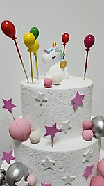 Unicorn Ve Balon 7 Parça Maket Kürdanlı Cupcake Pasta Süsü Doğum Günü Süsleri Kürdan Süsü