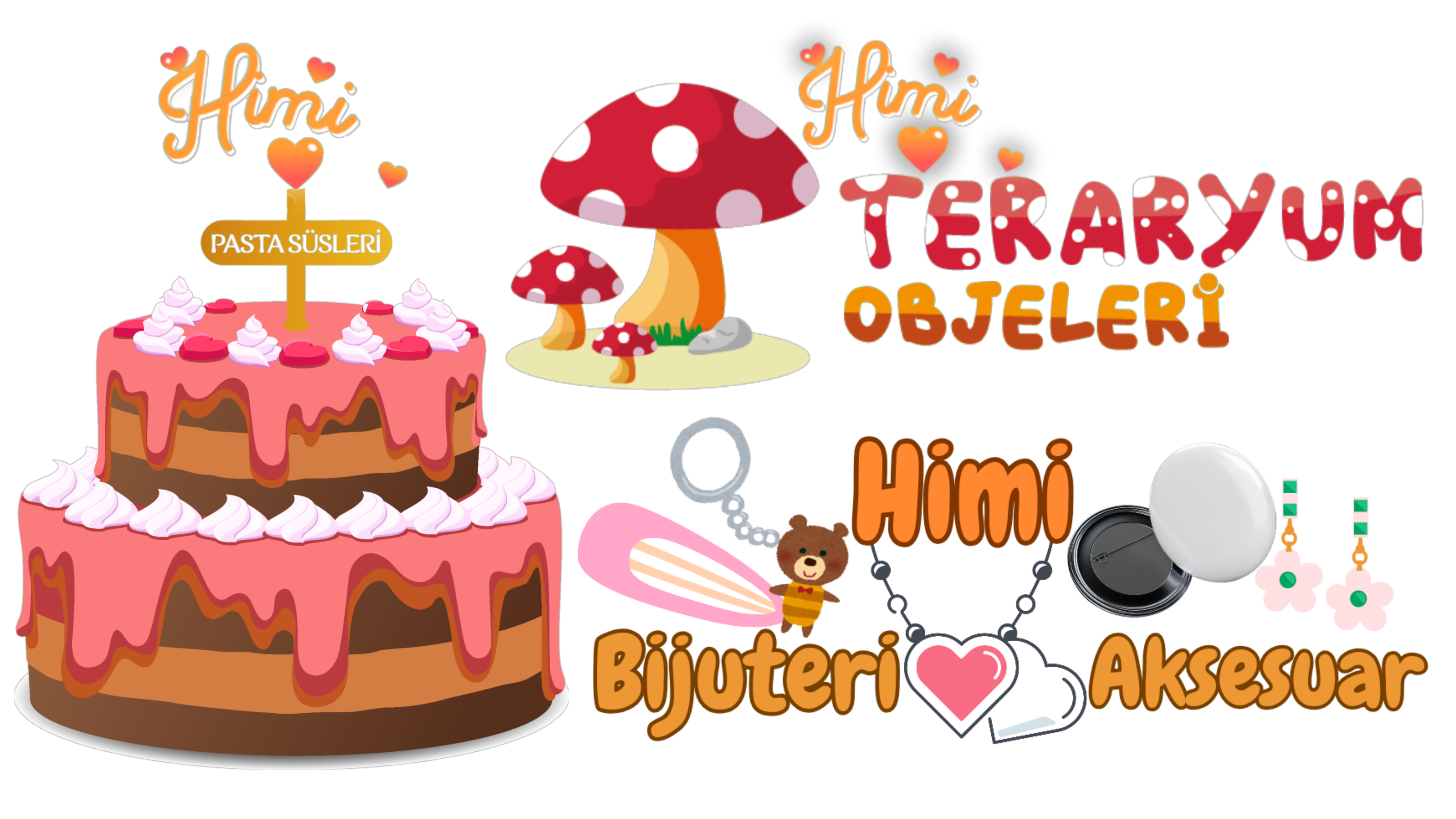 Himi Teraryum Objeleri | Himi Pasta Süsleri | Himi Bijuteri Aksesuar